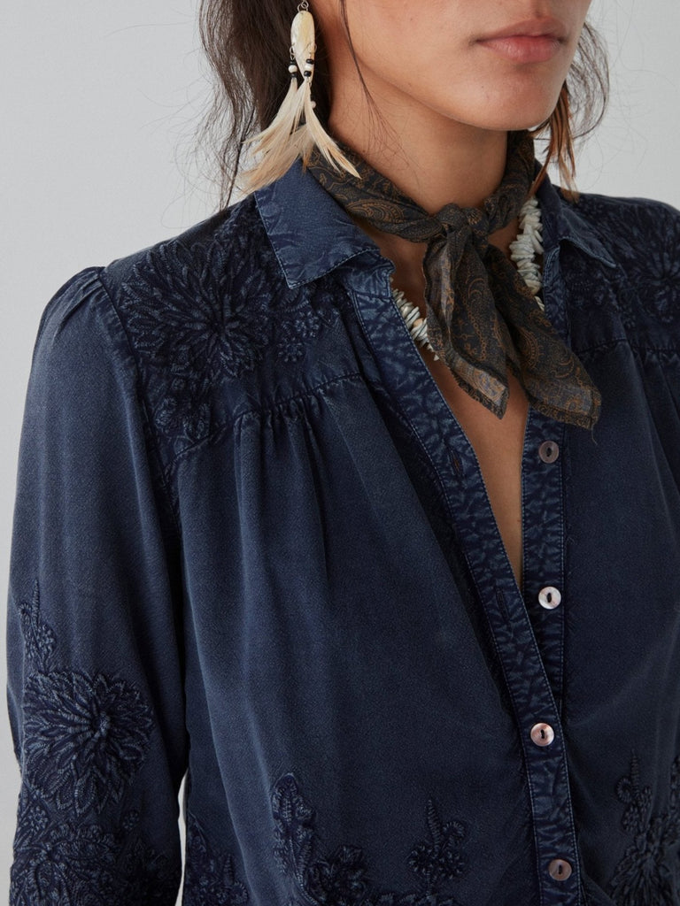 Ariana Blouse - Indigo Blue - Maison Hotel