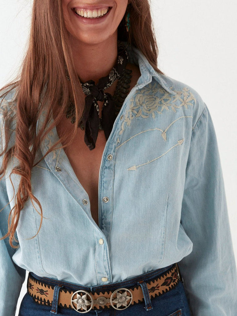 Austin Blouse - Mustang Blue - Maison Hotel