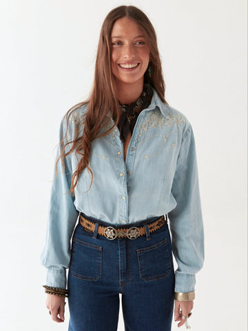 Austin Blouse - Mustang Blue - Maison Hotel