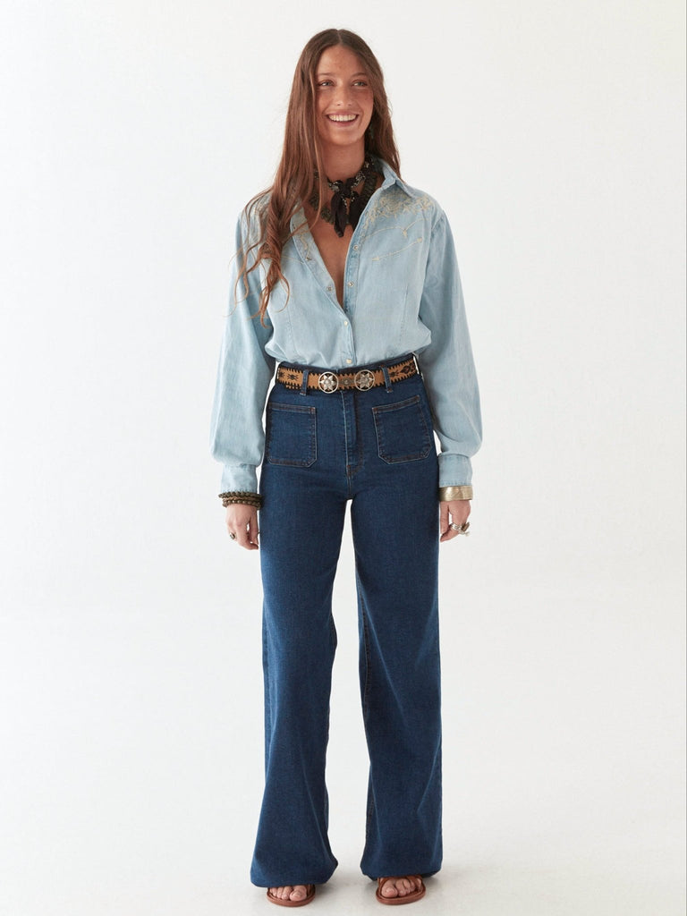 Austin Blouse - Mustang Blue - Maison Hotel