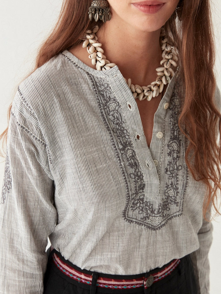 Cas Blouse - Blue Stripes - Maison Hotel