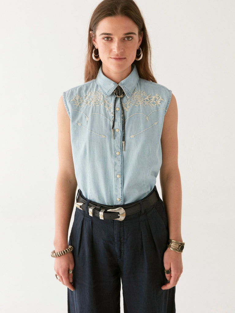 Dallas Blouse - Mustang Blue - Maison Hotel