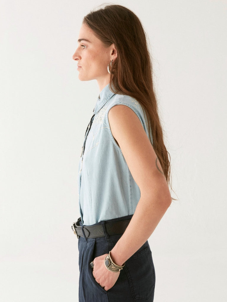 Dallas Blouse - Mustang Blue - Maison Hotel