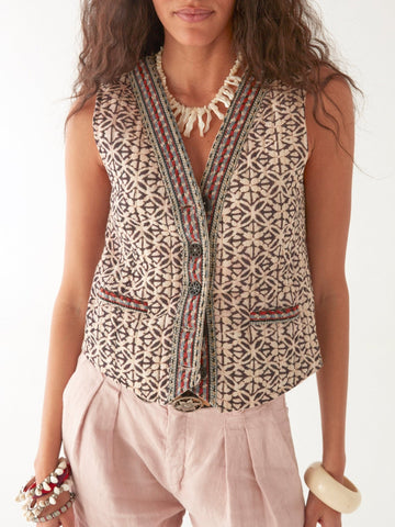 Naira Vest - Cream Ikat - Maison Hotel