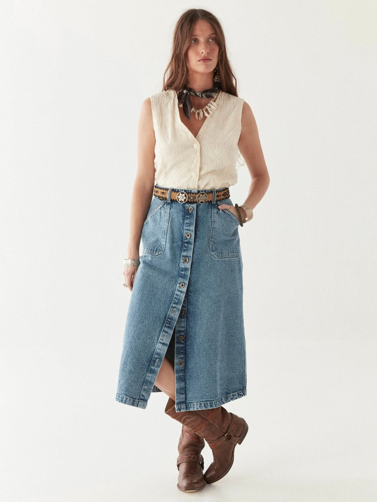 Parton Skirt - Western Blue - Maison Hotel